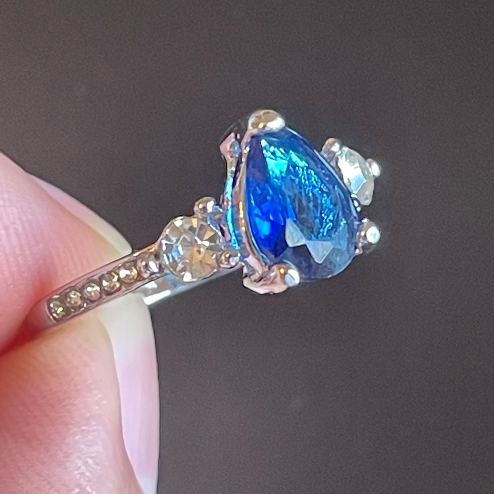 Blue sapphire S925 silver ring size 6 - Picture 7 of 9